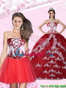 2015 Dramatic Appliques Strapless Quinceanera Dress in Multi Color