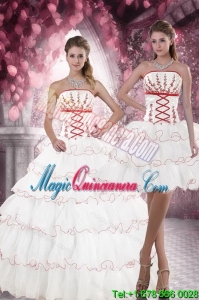 2015 Dramatic Made White Quince Dresses with Appliques and Ruffled Layers