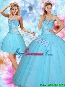 2015 Dramatic Sweetheart Beaded Quinceanera Dress in Baby Blue