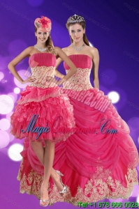 2015 Exquisite Hot Pink Quinceanera Dresses with Beading and Lace