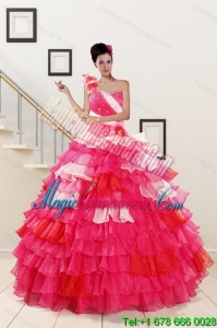 2015 Ruffled Layers and Beading Multi Color Quinceanera Dresses