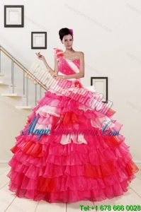 2015 Ruffled Layers and Beading Multi Color Quinceanera Dresses