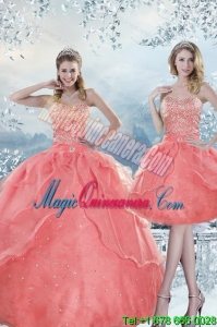 2015 Dramatic Beading Quinceanera Dresses in Watermelon