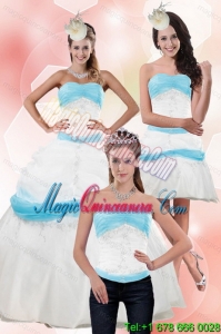 Detachable Strapless Ball Gown Quinceanera Dress with Appliques for 2015