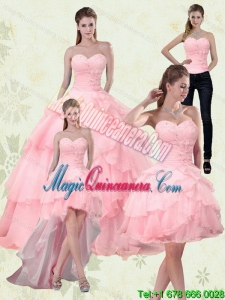 Detachable Sweetheart Beading 2015 Quinceanera Dresses with Ruffled Layers