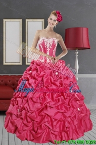 Dramatic Hot Pink Dresses for Quince with Pick Ups and Appliques