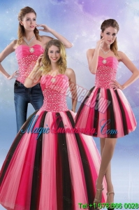 Detachable Beading Quince Dresses in Multi Color