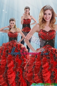 2015 Fashion Beading and Ruffles Multi-color Dresses for Quince