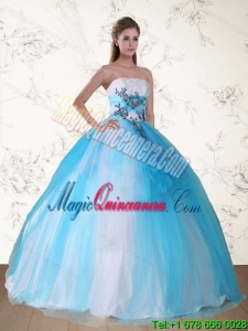 2015 Gorgeous Multi Color Strapless Quinceanera Dress with Embroidery and Beading