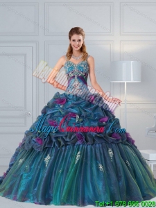 Fashion Multi Color Quinceanera Gown with Hand Made Flower and Pick Ups