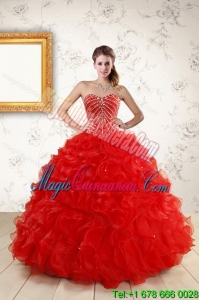 2015 Gorgeous Quince Dresses With Beading and Ruffles