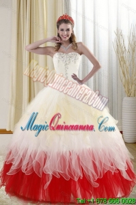 2015 Gorgeous Sweetheart Quinceanera Dresses with Beading