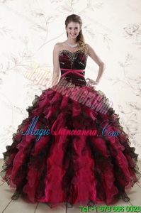 Gorgeous Multi Color Quince Dresses with Ruffles and Beading