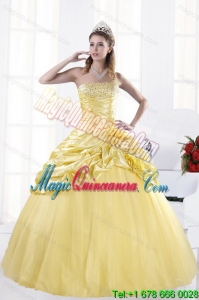 Gorgeous Strapless Beading Quinceanera Dresses for 2015