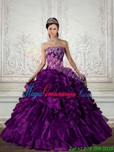 Ball Gown Strapless Quinceanera Dress with Embroidery and Ruffles