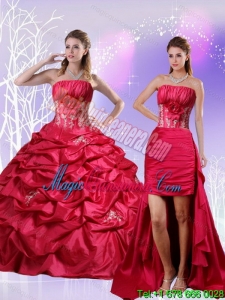 Luxury Appliques and Pick Ups Quinceanera Dress in Red