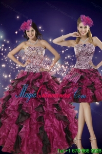 Luxury Multi Color Strapless Dress for Quince with Leopard Print