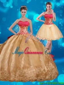 Luxury Strapless Multi Color Quinceanera Dress with Beading and Embroidery