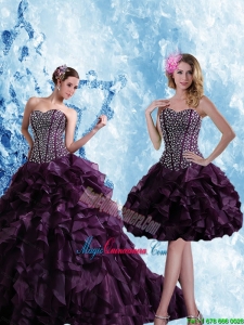 Luxury Sweetheart Burgundy Quinceanera Dress with Ruffles and Beading