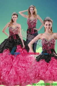 2015 New style Multi Color Quince Dresses with Beading and Ruffles
