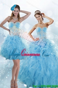 New style Sophisticated Appliques and Ruffles Baby Blue Sweet 15 Dresses