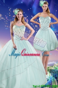 New style and Beautiful 2015 Apple Green Strapless Quinceanera Dresses with Beading