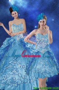 New style and Beautiful Teal 2015 Quince Dresses with Embroidery and Pick Ups