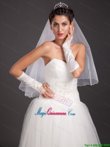 Elegant Satin Fingerless Elbow Length Appliques Bridal Gloves