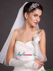 Elegant Satin Fingerless Elbow Length Appliques Bridal Gloves