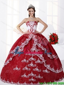 Multi Color Strapless Sweet 15 Quinceanera Dress with Embroidery
