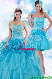 Popular and Exquisite Appliques and Pick Ups Teal Quinceanera Dresses for 2015