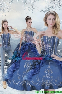 Popular and Wonderful Blue Sweet 15 Dresses with Embroidery and Beading for 2015