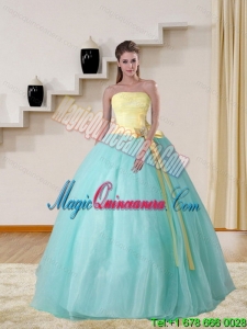 Strapless Multi Color 2015 Elegant Sweet 15 Quinceanera Gown with Bowknot