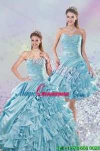 2015 Sweetheart Ball Gown Sweet 15 Quinceanera Dresses with Beading and Ruffled Layers