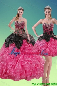 2015 New Style Beading and Ruffles Sweet 15 Quince Dresses in Multi Color