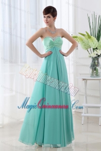 Empire Apple Green Sweetheart Backless Beading Dresses for Dama