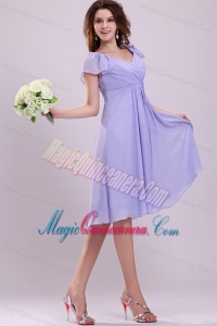 2013 Empire Cap Sleeves Lavender Ruching Dresses for Dama