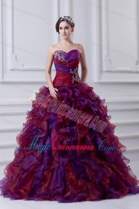 2014 Multi-color Sweetheart Ball Gown Beading Quinceanera Dress with Ruffles