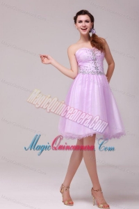 A-line Lavender Sweetheart Beading Dresses for Dama for Summer