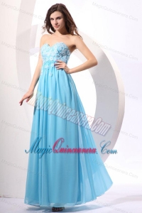 Aqua Blue Empire Sweetheart Floor-length Appliques Dresses for Dama for 2014