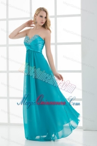 Empire Teal Blue Sweetheart Floor-length Beading Dresses for Dama