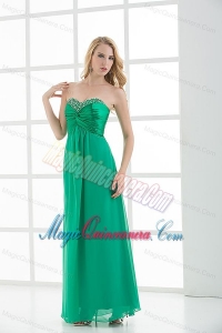 Empire Turquoise Sweetheart Floor-length BeadingDama Dresses