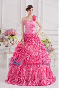 Hand Made Flowers and Ruffles Quinceanera Dress