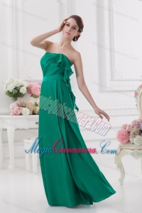 2014 Strapless Ruching Sea Green Floor-length Taffeta Dresses for Dama