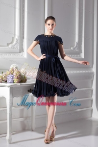 Bateau Knee-length A-line Cap Sleeves Dresses for Dama