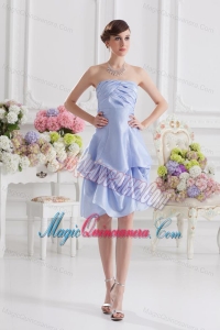 Lavender Strapless Empire Taffeta Dresses for Dama with Bowknot