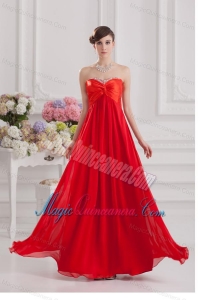 Red Empire Chiffon Beaded Decorate Dresses for Dama with Sweetheart