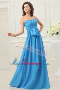 Sweetheart Empire Chiffon Ruche and Bowknot Dresses for Dama in Teal