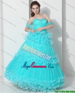 Perfect Sweetheart Quinceanera Dresses with Ruffled Layers and Beading
