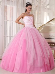 Pink Tulle Quinceanera Gowns Dresses with Beading in Puerto Rico